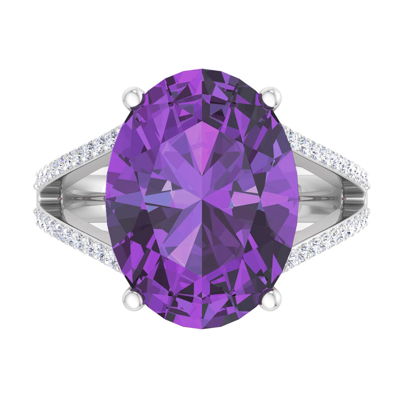 Martha Stewart 10 1/4ctw. Oval Amethyst & Lab Grown Diamond Ring In Sterling Silver image number null